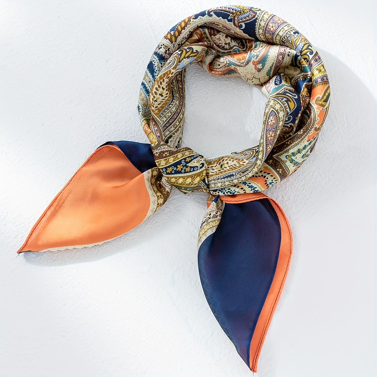 27 55 Chain Belt Print Square Scarf Satin Bohemia Imitation Silk Scarf Bandana  Women Headscarf Simple Neckerchief, Shop On Temu And start Saving