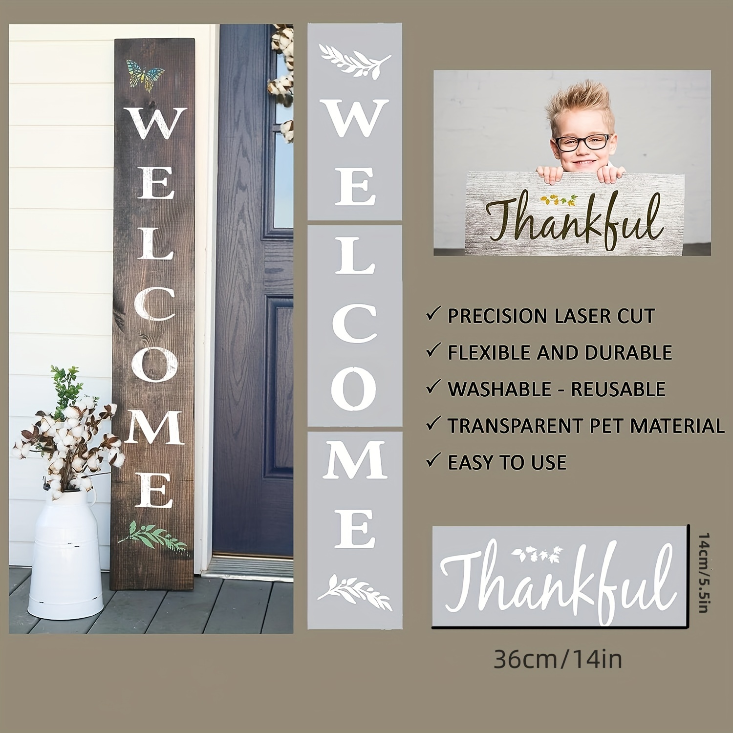 Welcome Stencil For Painting On Wood Reusable Large Vertical - Temu