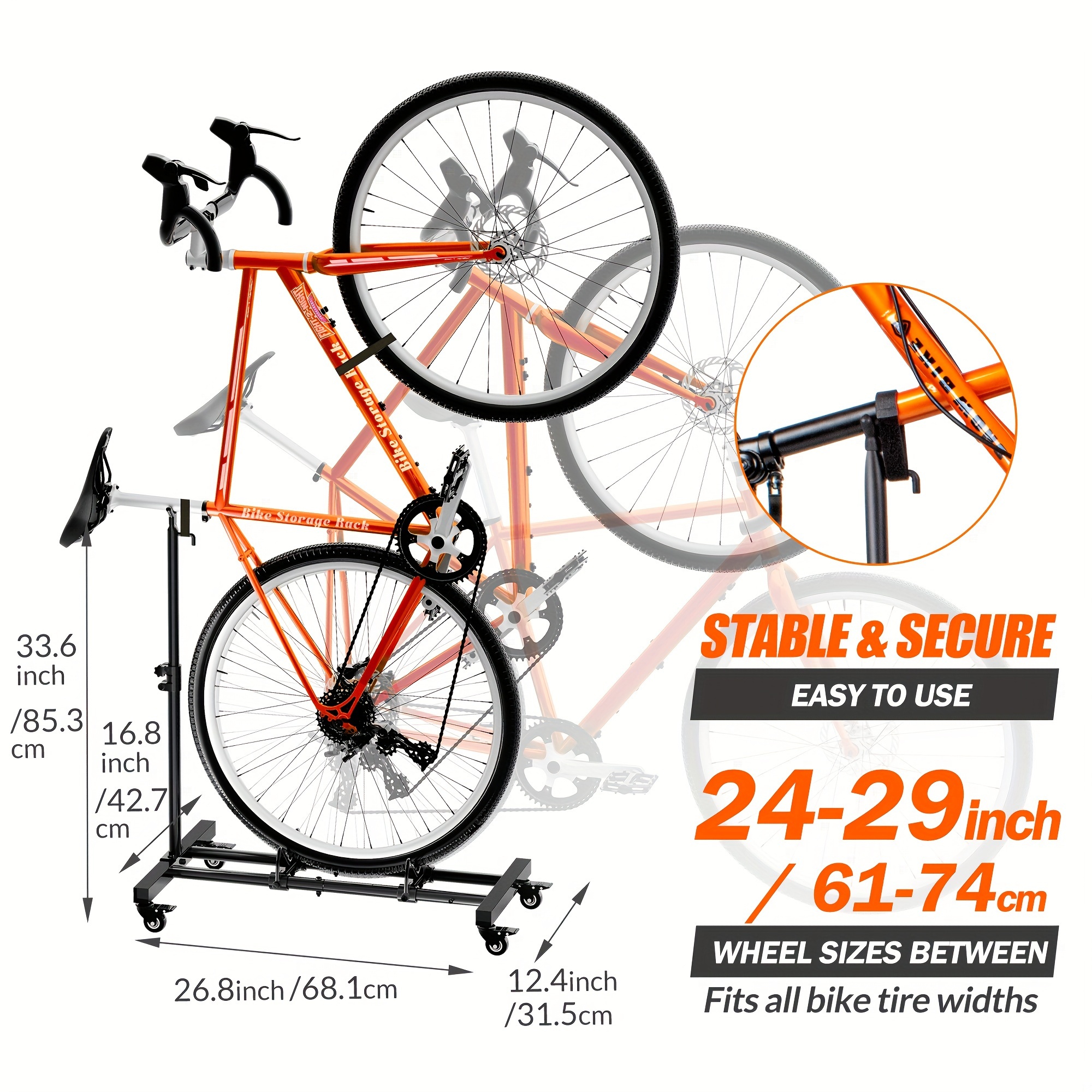 1pc Vertical-bike Stand, Freestanding Indoor Bike Storage Rack, Upright  Bicycle Floor Stand, Indoor Bike Holder With Adjustable Height For Garage &  Apartment - For Wheels Sizes Up To 29”
