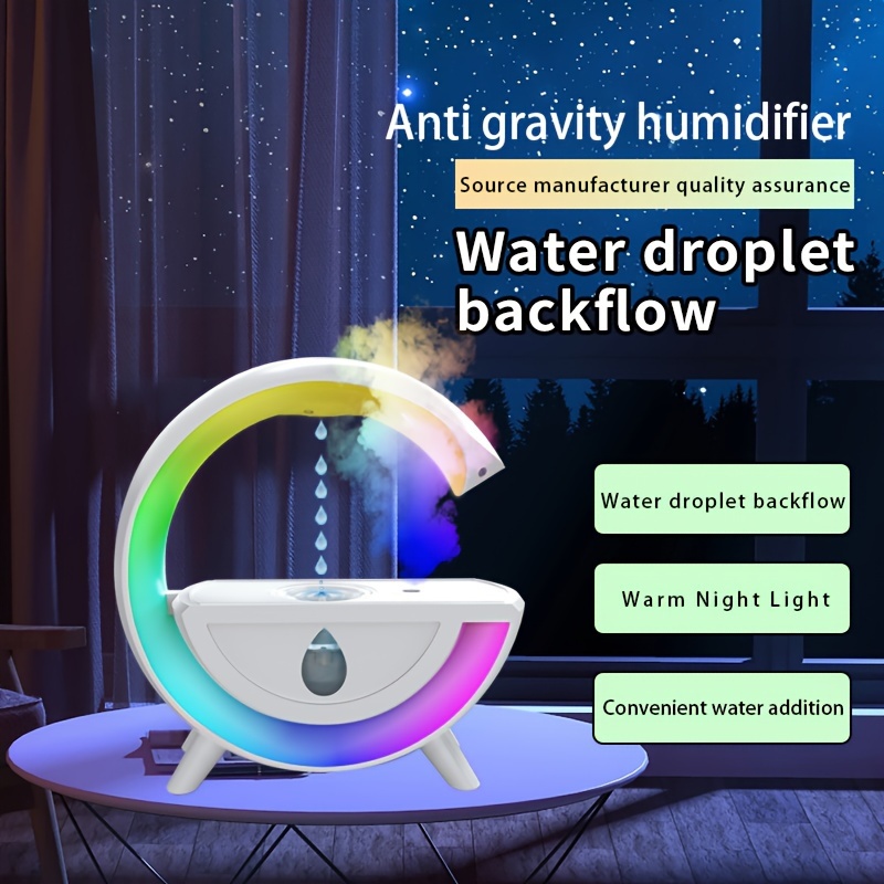 Anti-gravity Water Drop Humidifier Desktop Ultrasonic Cool Mist Spray Maker  Levitating Droplet Backflow Fogger LED Display Home