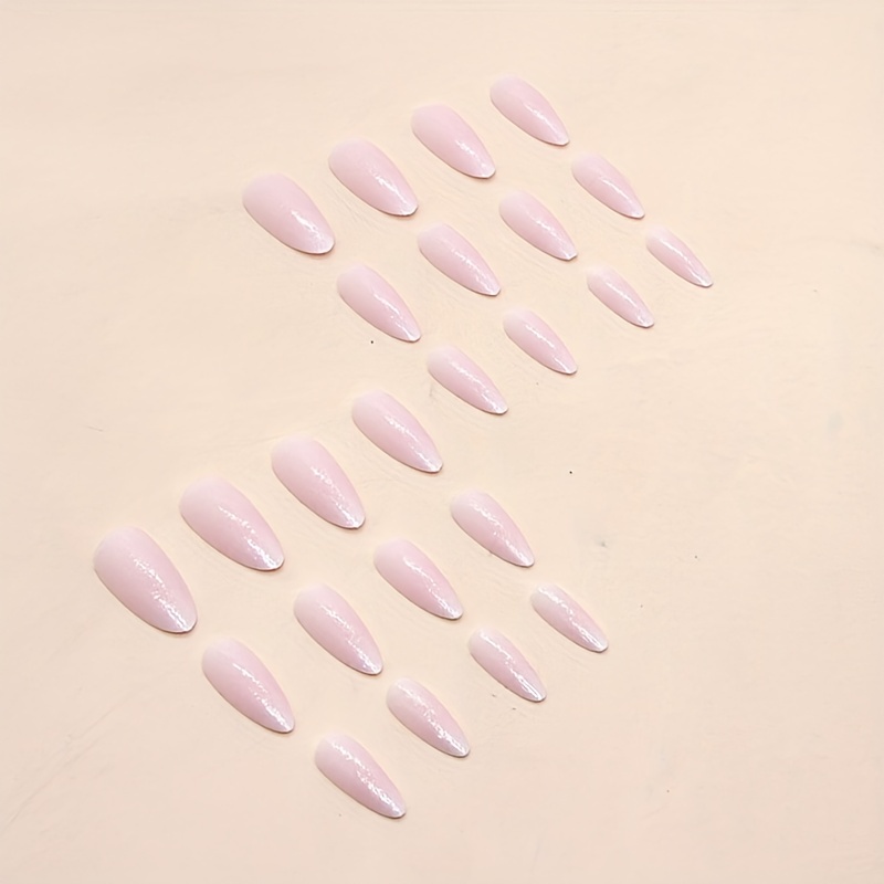 24pcs Pink Glitter Press On Nails Full Cover False Nails for Women