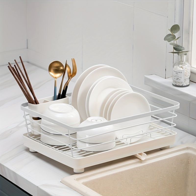 1pc Efficient Dish Drying Rack with Drainage Spout and Utensil Holder -  Perfect for Kitchen Counter and Sink - Organize Your Tableware and Save  Space