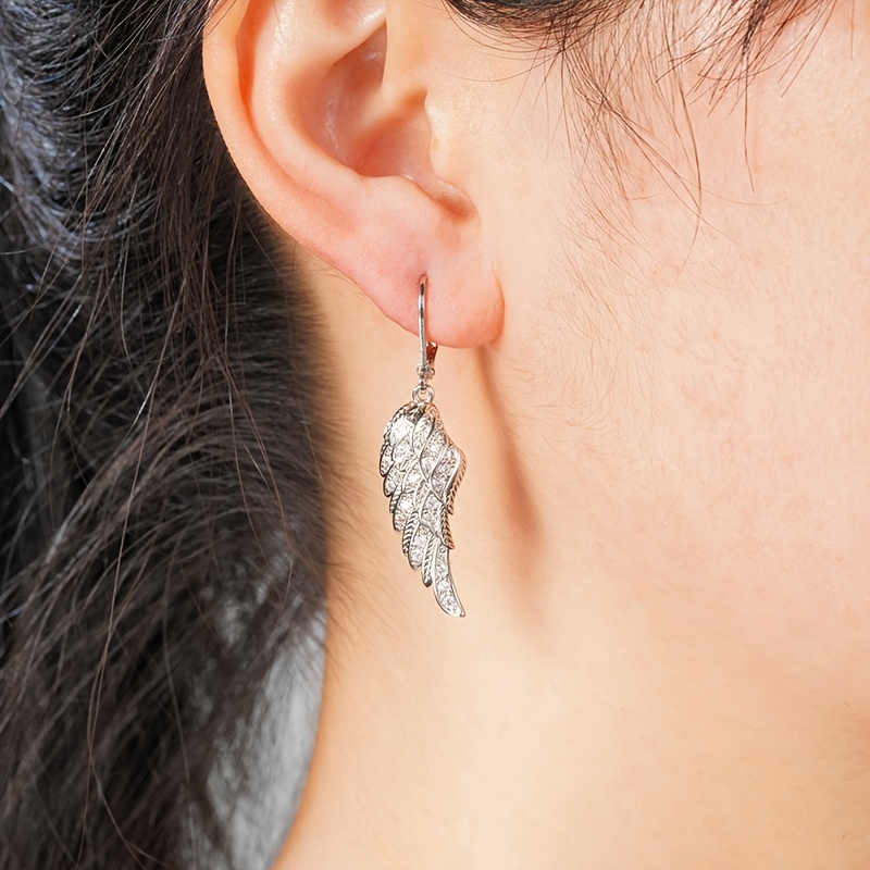 Zirconia Wings Drop Earrings Sparkling Dangle Earrings