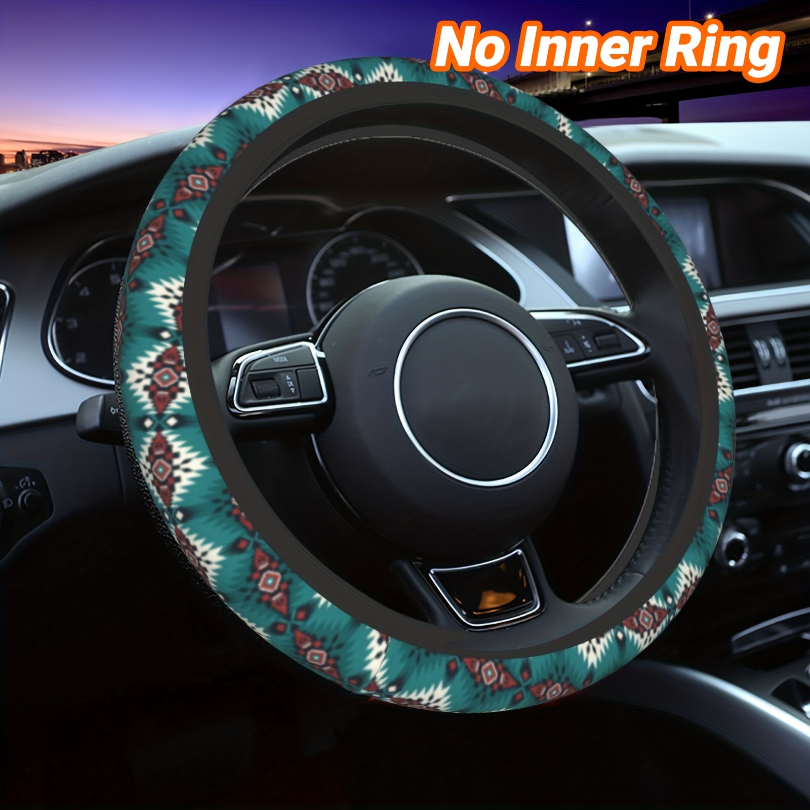 Vintage Steering Wheel Cover, Flax Boho Style Steering Wheel