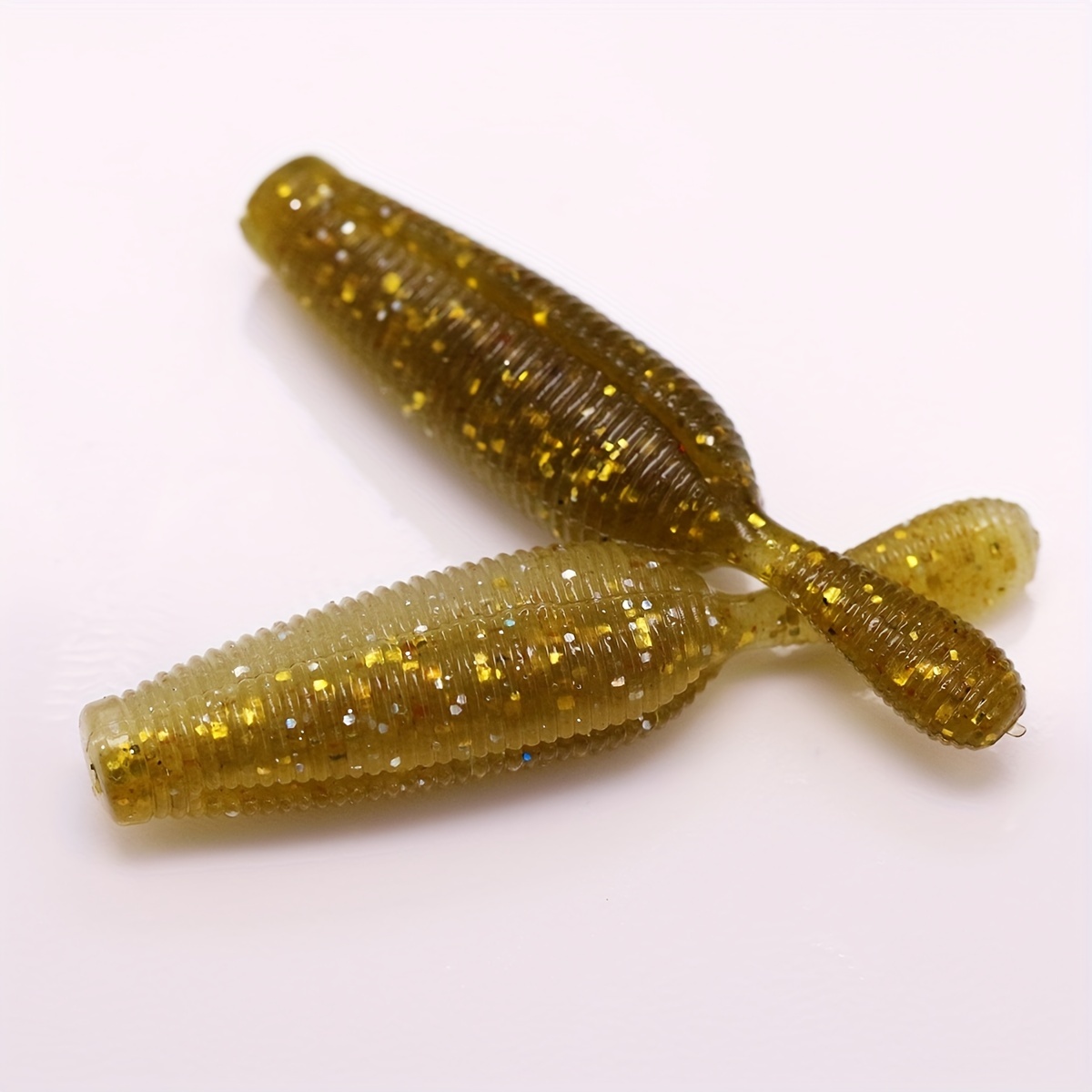 Golden Glitter Olvine Soft Bait Worm Silicone Bionic Tail - Temu