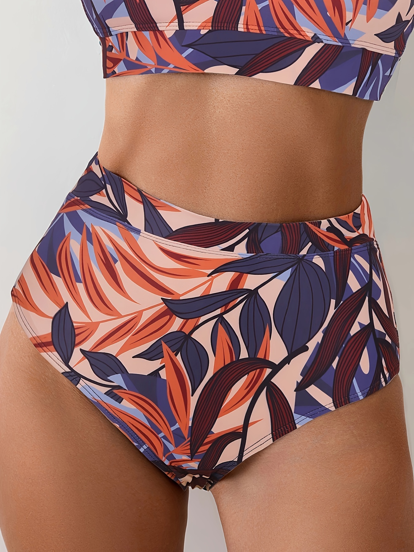 Women's Tropical Print High Waist Medium Coverage Bikini Bottom