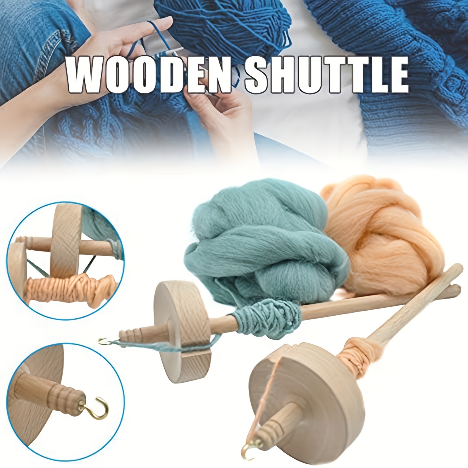 Large Wooden Drop Spindle for Hand Spinning Wool Yarn - Solid Wood Spindle