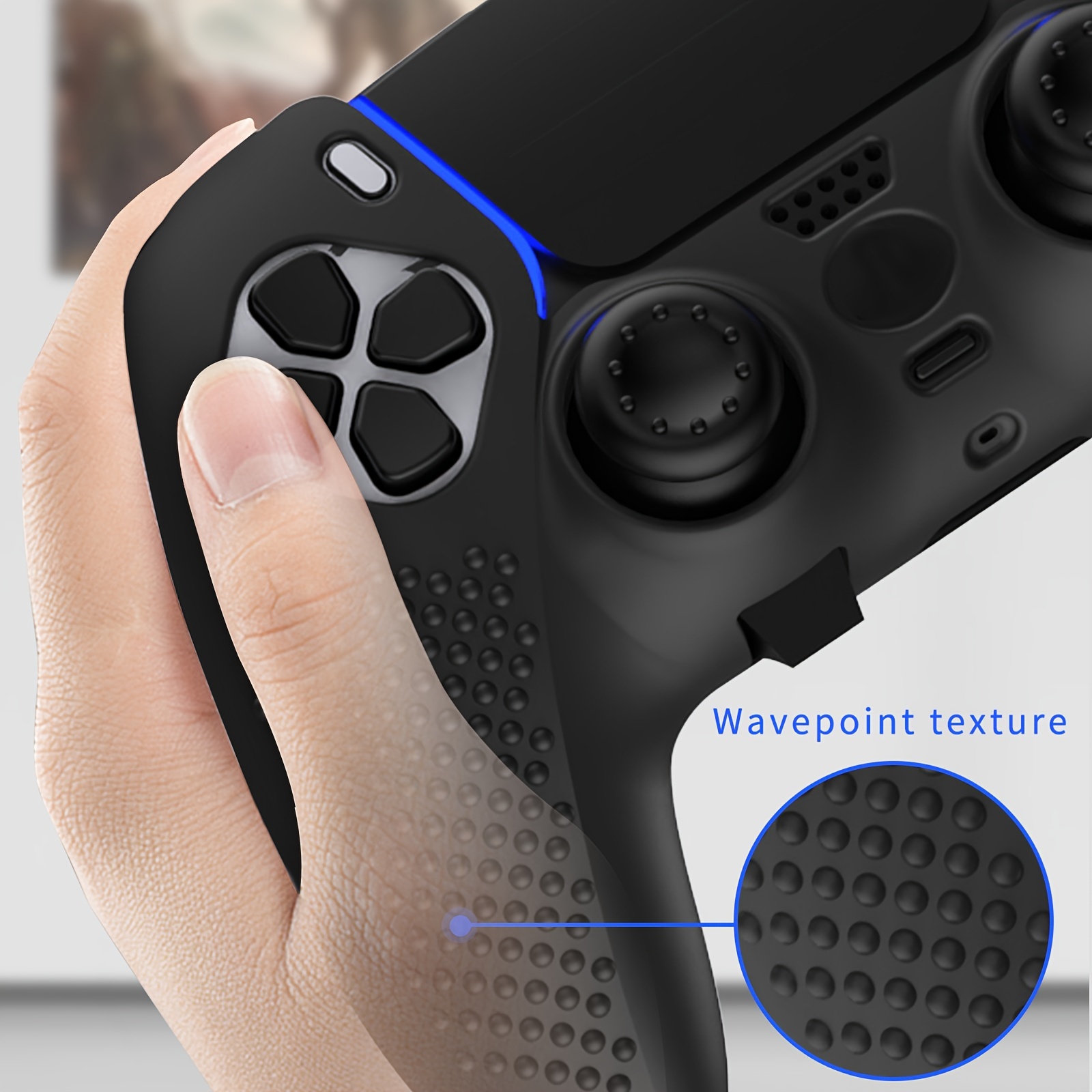 For PS5 Game Controller Extend Trigger Key Protection Button Non-slip  Rocker Cap Set,Blue 