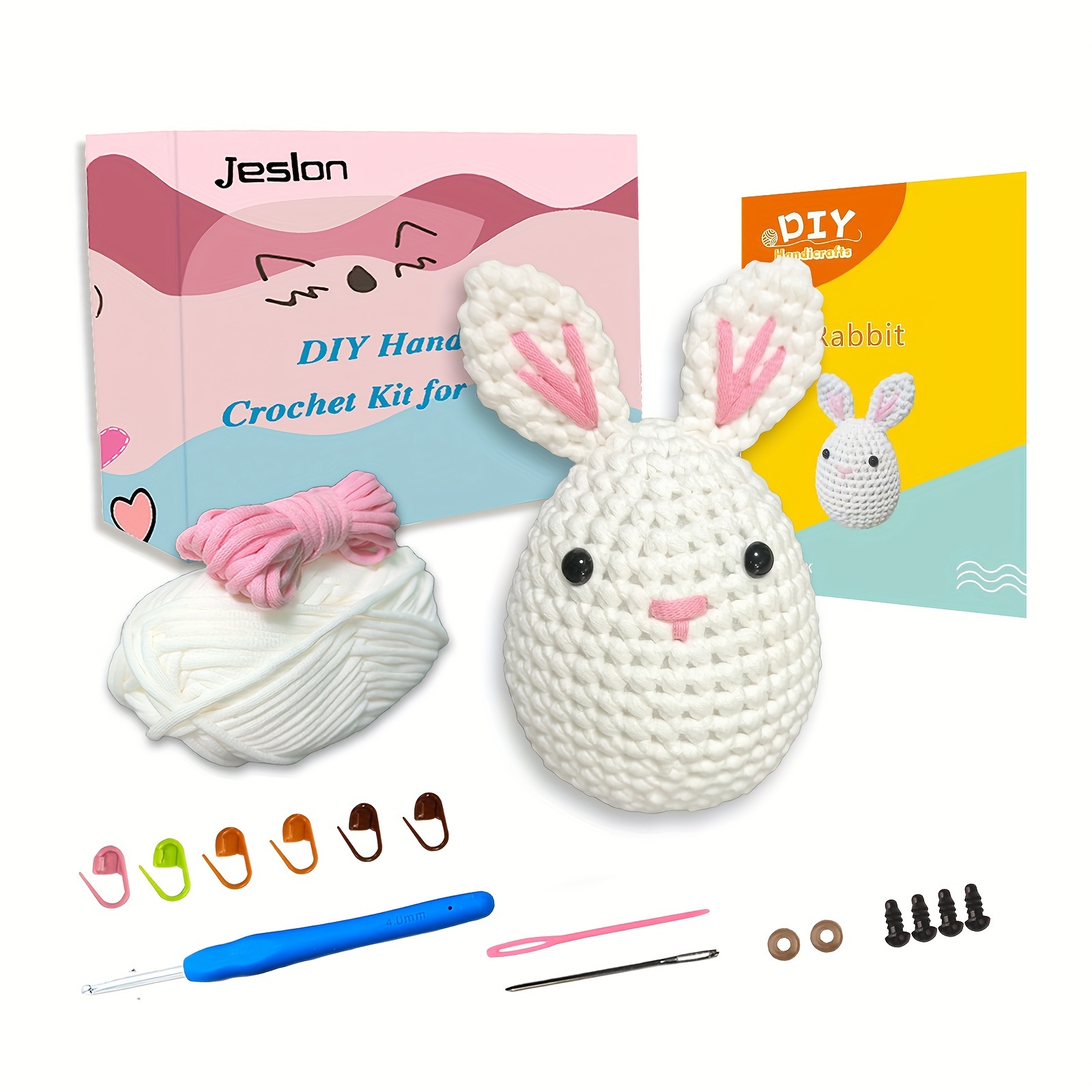 Beginner Crochet Kits White Rabbit (big Size) With - Temu