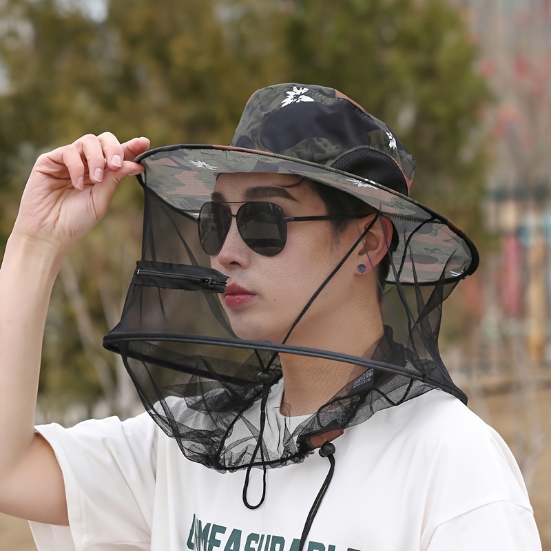 1pc Sun Protection And Mosquito-proof Outdoor Fishing Hat With Breathable  Face Cover For Men