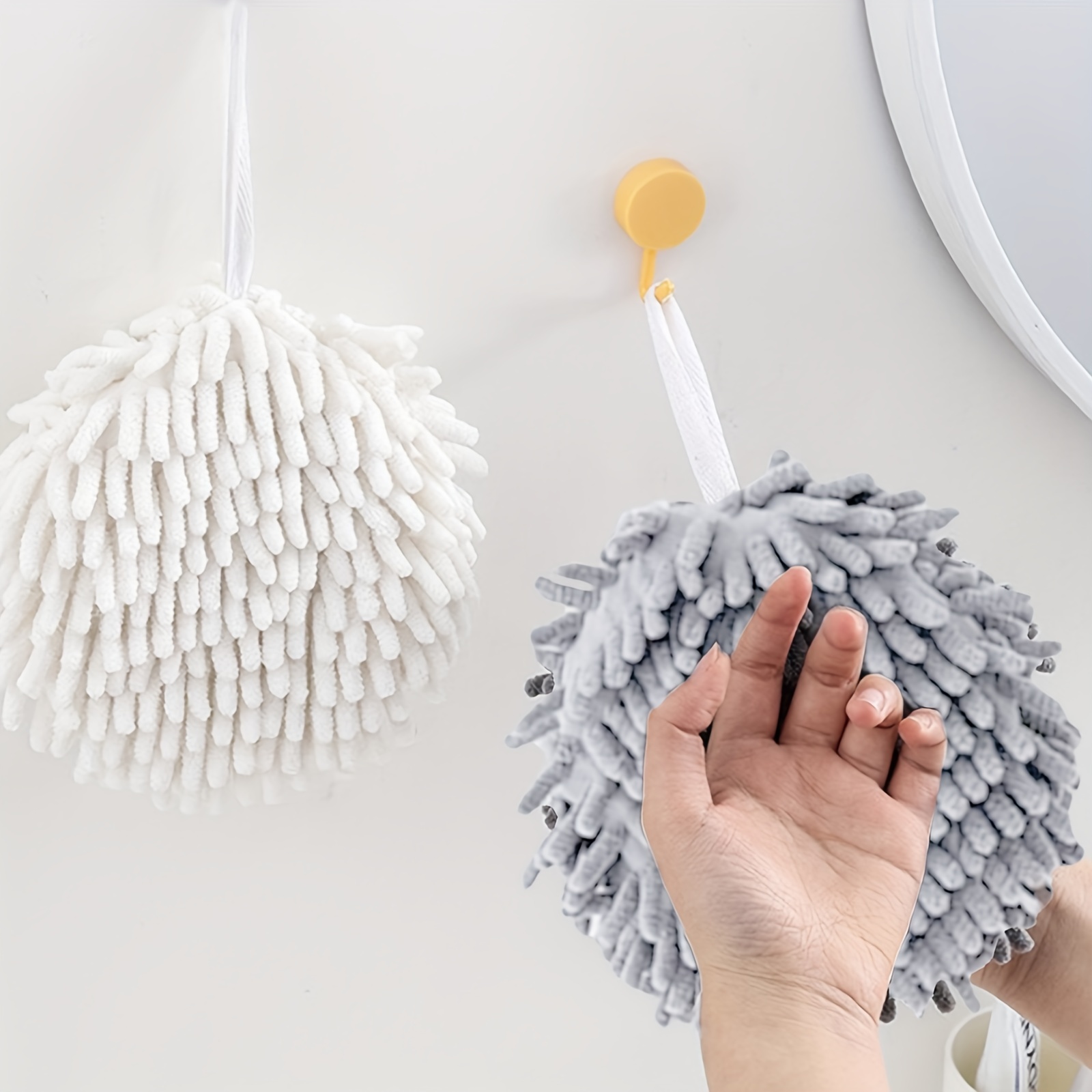 Chenille Hand Towels Kitchen Bathroom Hand Towel Ball with Hanging