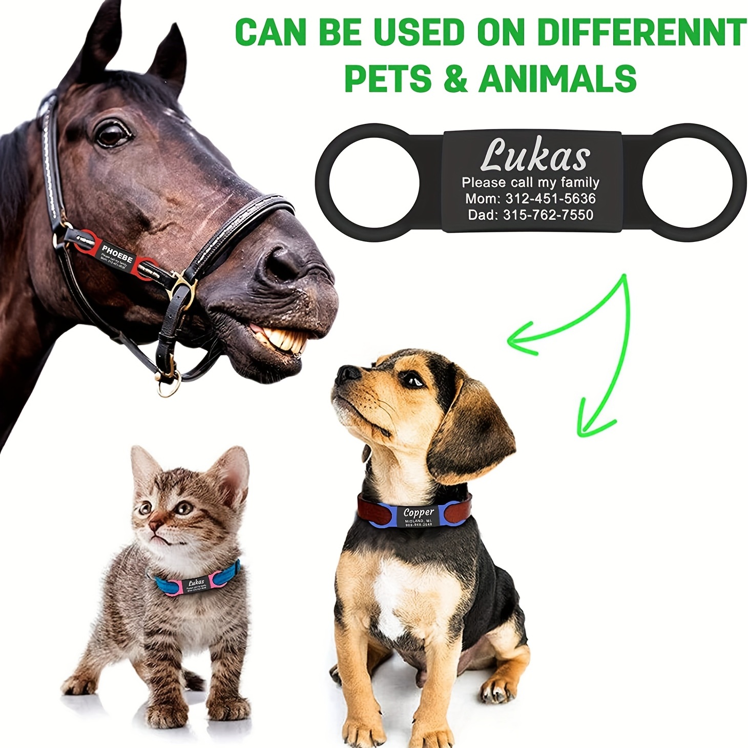 Slide-On Engraved Dog Name Tag No Noise
