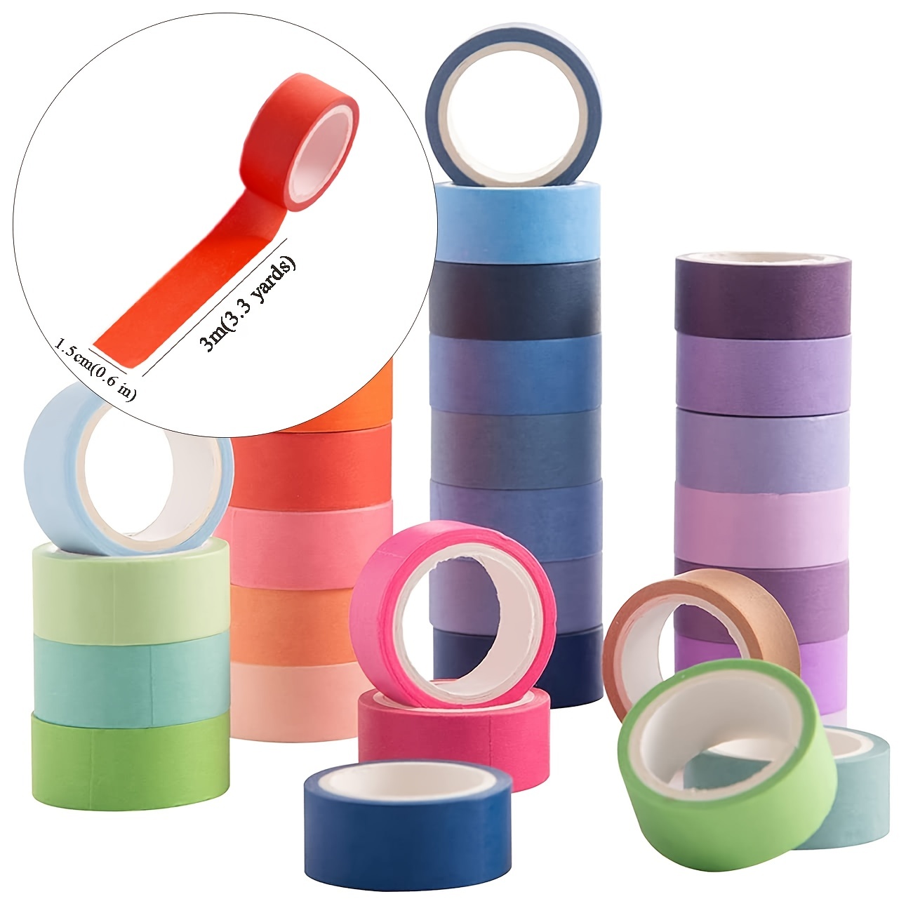 Masking Tape Set Colorful Rainbow Tape Decor Writable Craft Tape for DIY