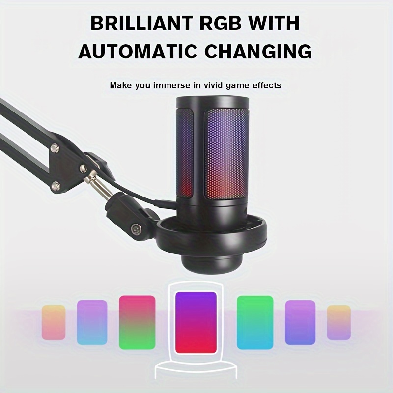 A22s gaming Pc Rgb Microphone Usb Condenser Mic Boom Arm Pop - Temu