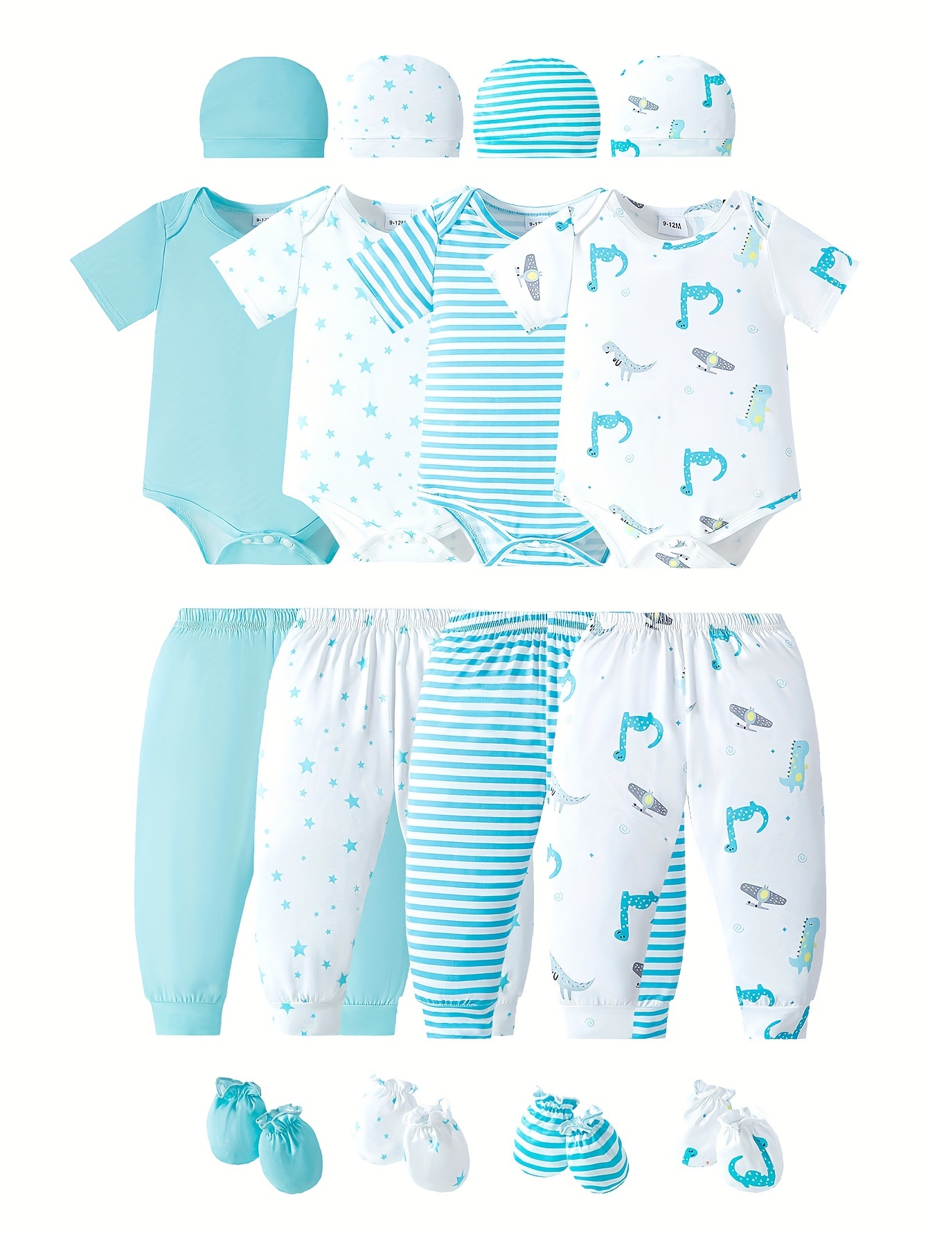 4pcs Comfortable Baby Clothes Set Elastic Gift Outfit Romper Pants