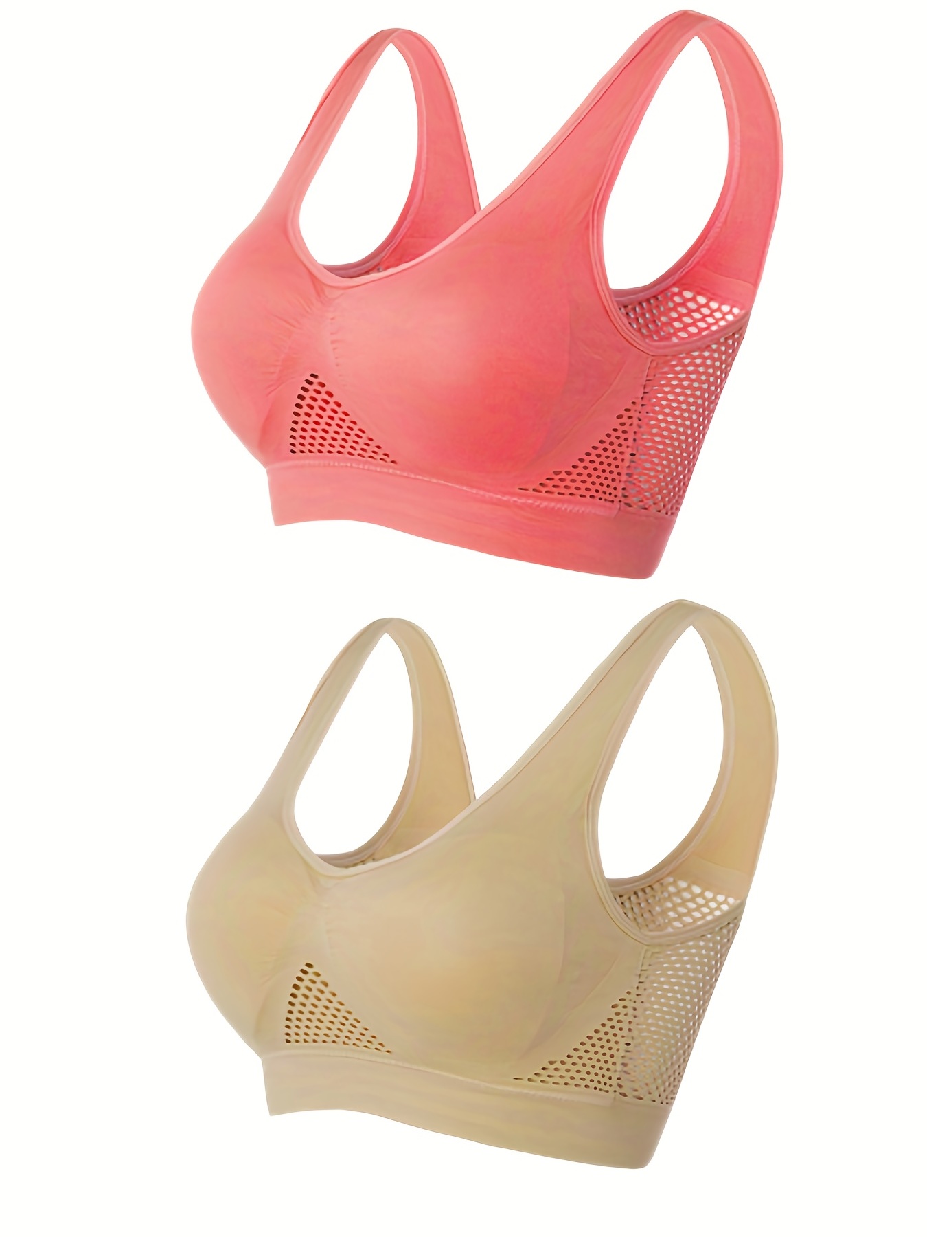 Wireless Hollow Mesh Sports Bra Push Breathable High Support