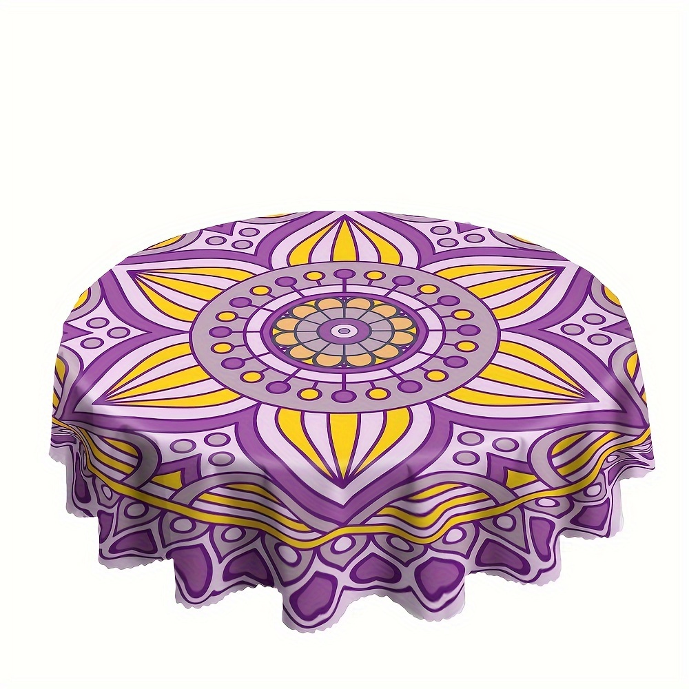 India Arts 18x18 French Country Geometric Print Tablecloth, Purple G –