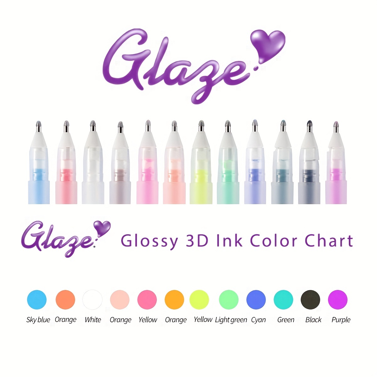 12 Jelly Glossy 5ml Ink Gel Glossy 12PC For School Color Ink 3D