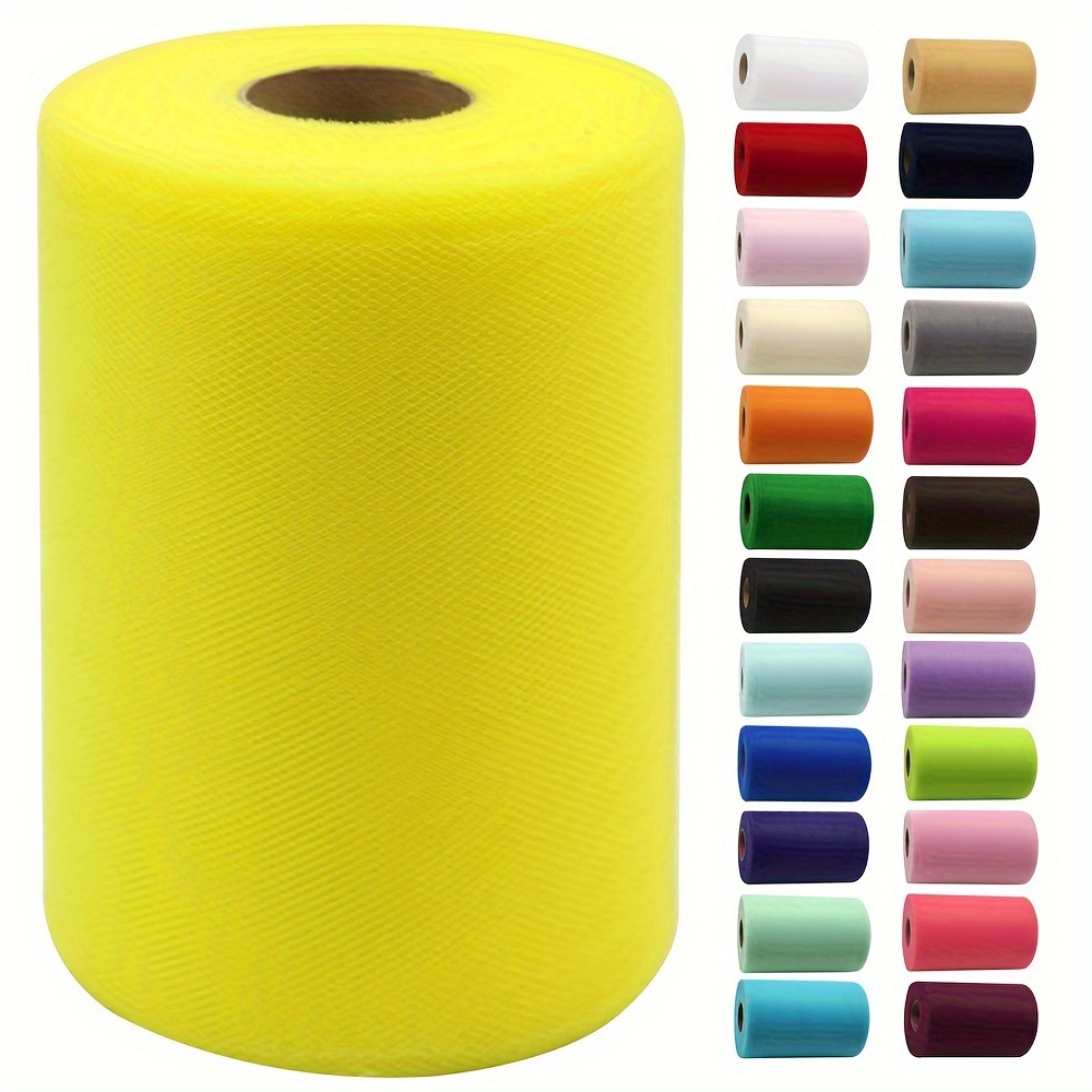 6 Shimmer Tulle Fabric Roll For Crafts, Wedding, Pary Decorations, Gifts -  Yellow 100 Yards