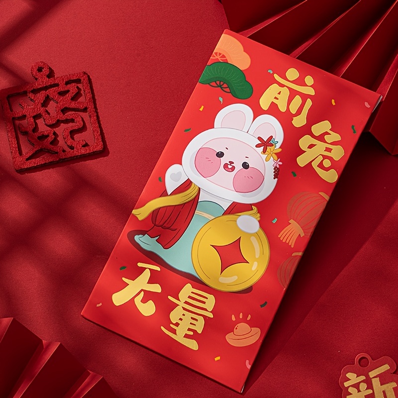 Chinese New Year Red Envelopes Fan Shape Hongbao Spring Festival Red  Pockets Best Wish Lucky Money Pockets Party Supplies