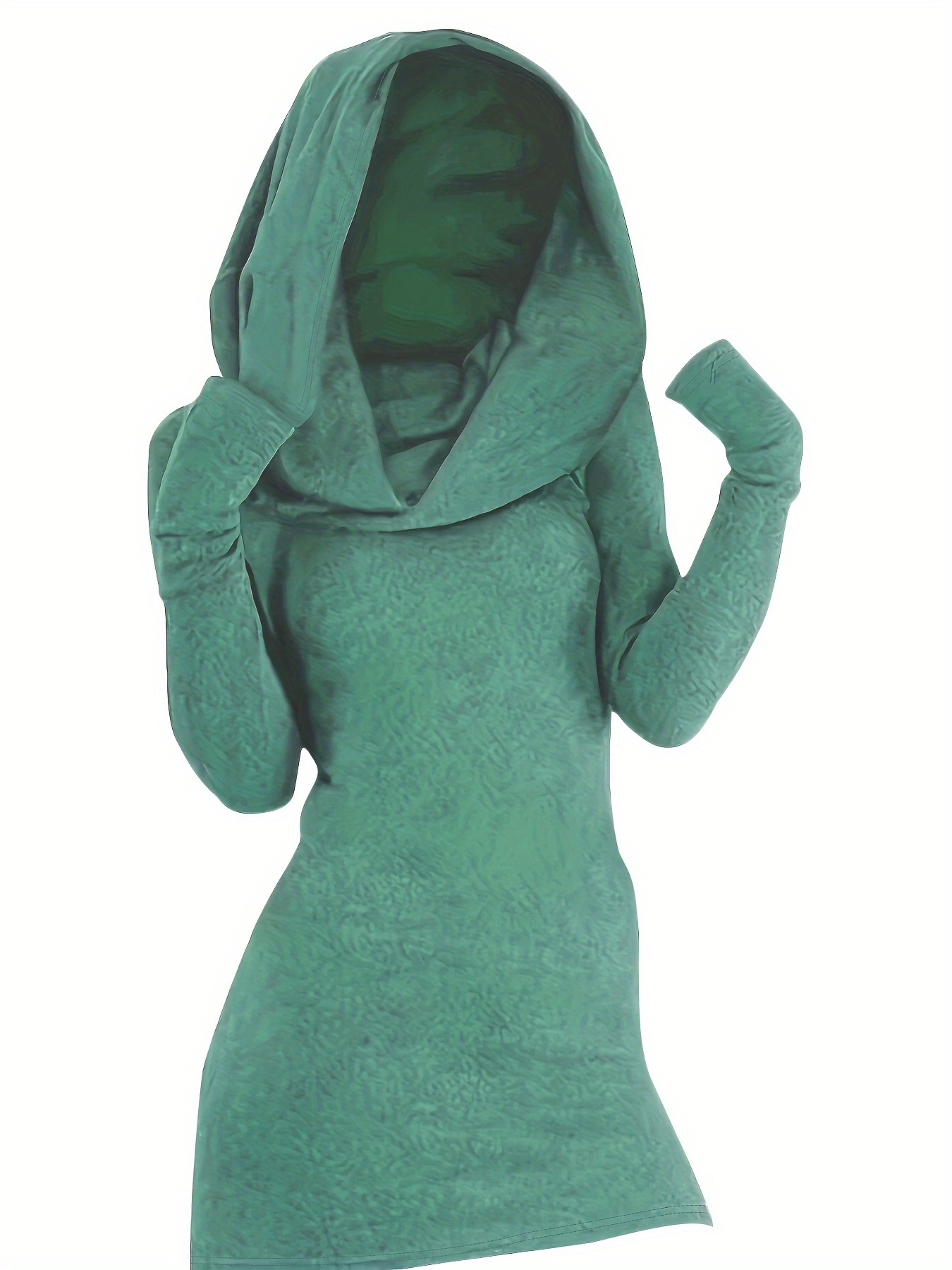 Solid Hooded Dress Casual Long Sleeve Versatile Dress - Temu