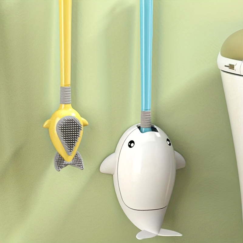 1pc Plastic Toilet Brush, Cute Cartoon Design Toilet Cleaning Brush With  Base For Bathroom