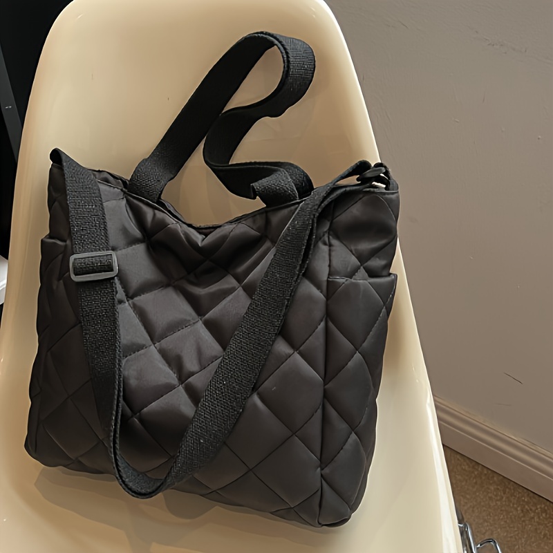 

Minimalist Solid Color Argyle Pattern Shoulder Bag, All-match Versatile Handbag For Women