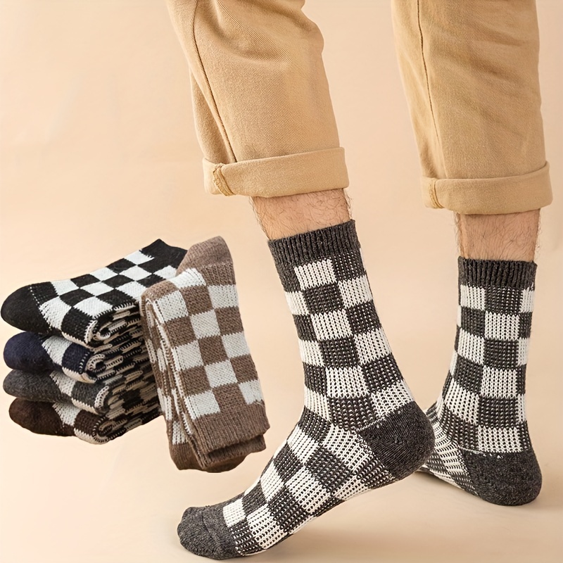 Boys Kids Fashion Plaid Versatile Soks, Warm Comfy Socks For