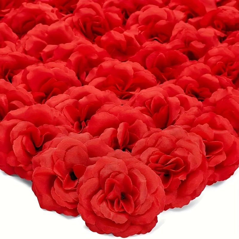 Confezione Da 25 Teste Di Fiori Artificiali Di Rose Rosse, Rose Finte Senza  Stelo Per Decorazioni, Matrimoni, Bouquet Finti