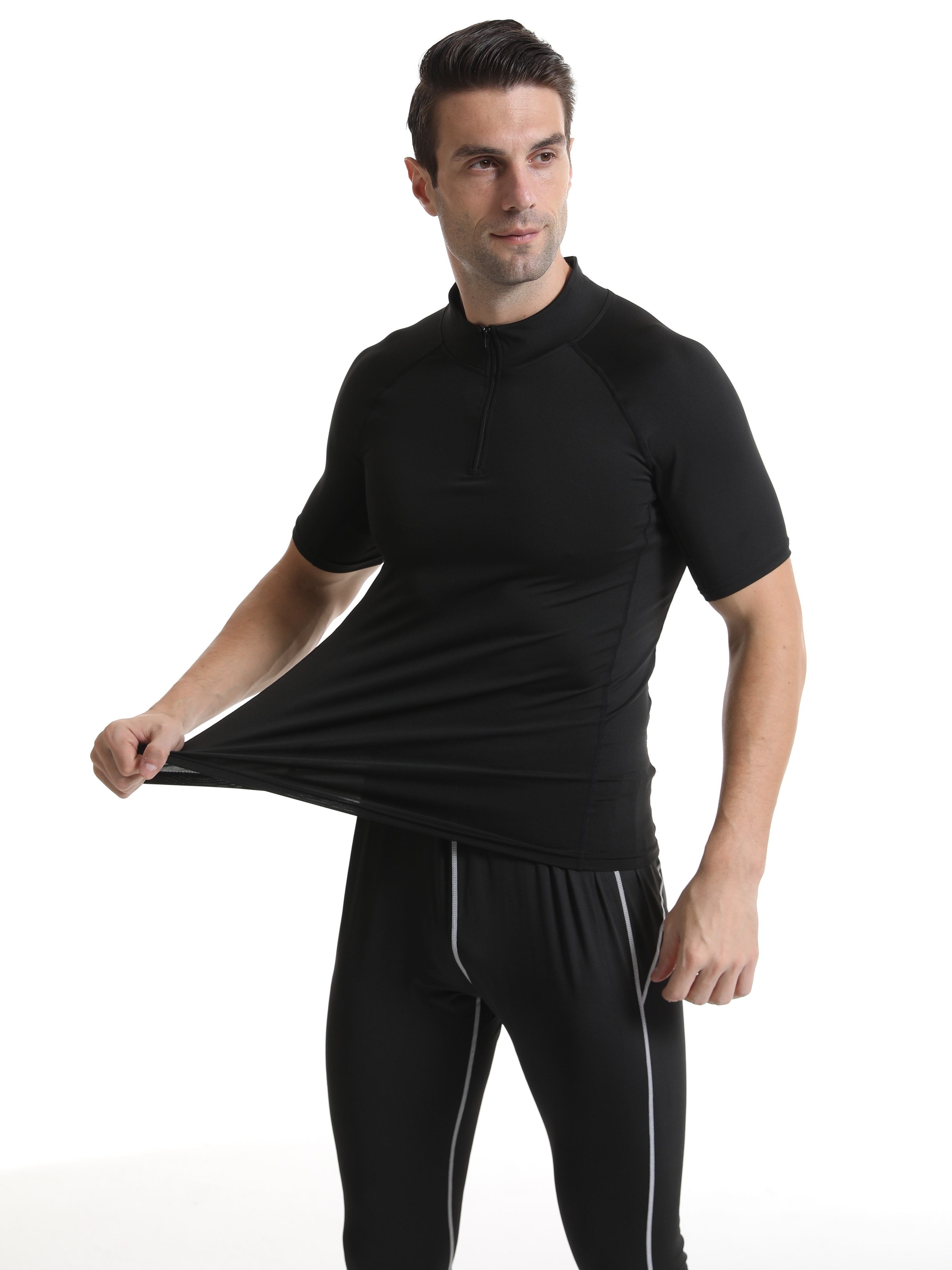 Men's Compression Top T-shirt Shorts Running Workout Fitness Gym