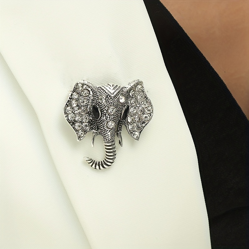 Elephant Retro Rhinestone Brooch Pin for Women