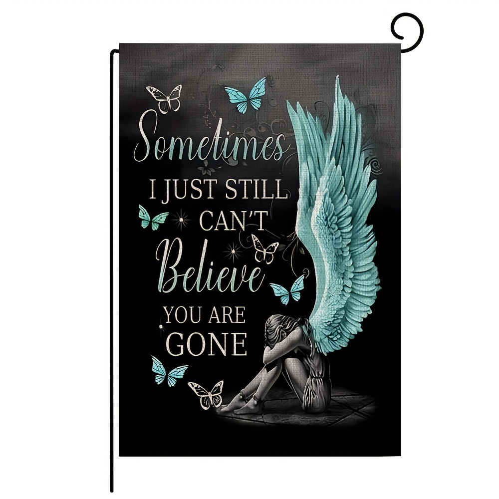 1pc, Can't Believe YOU ARE GONE Butterfly Angel Memorial Flag, Commemorate  Loved Ones Garden Flags Funeral Sign For Outdoor Yard Home Cemetery Decorat