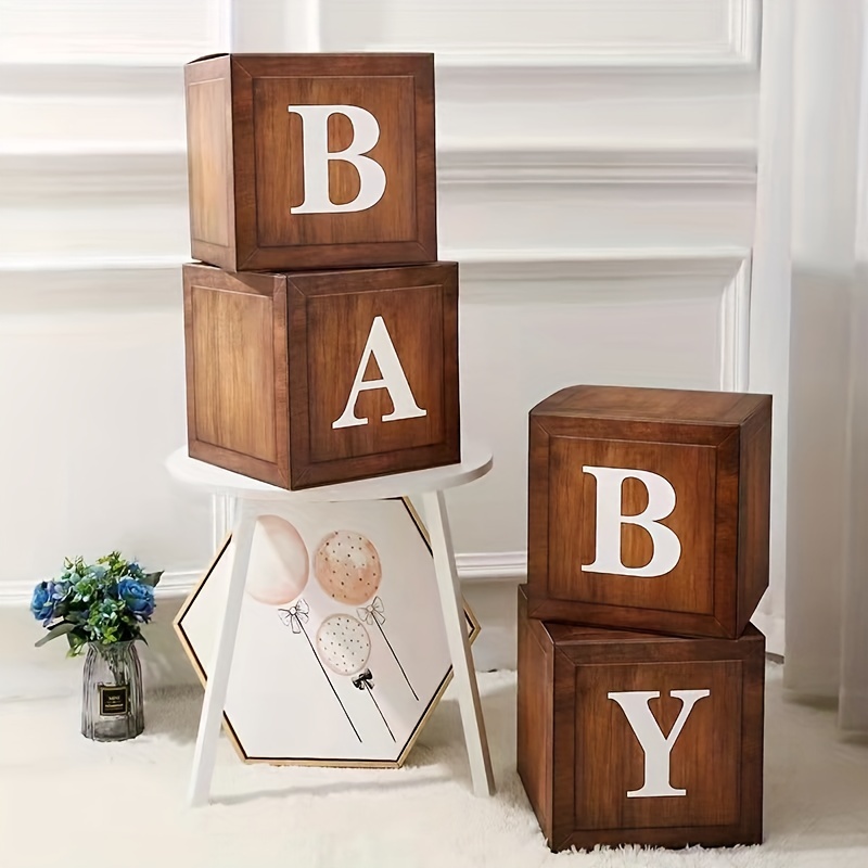 Woodland Baby Shower Decorations Wood Grain Blocks With - Temu Mexico