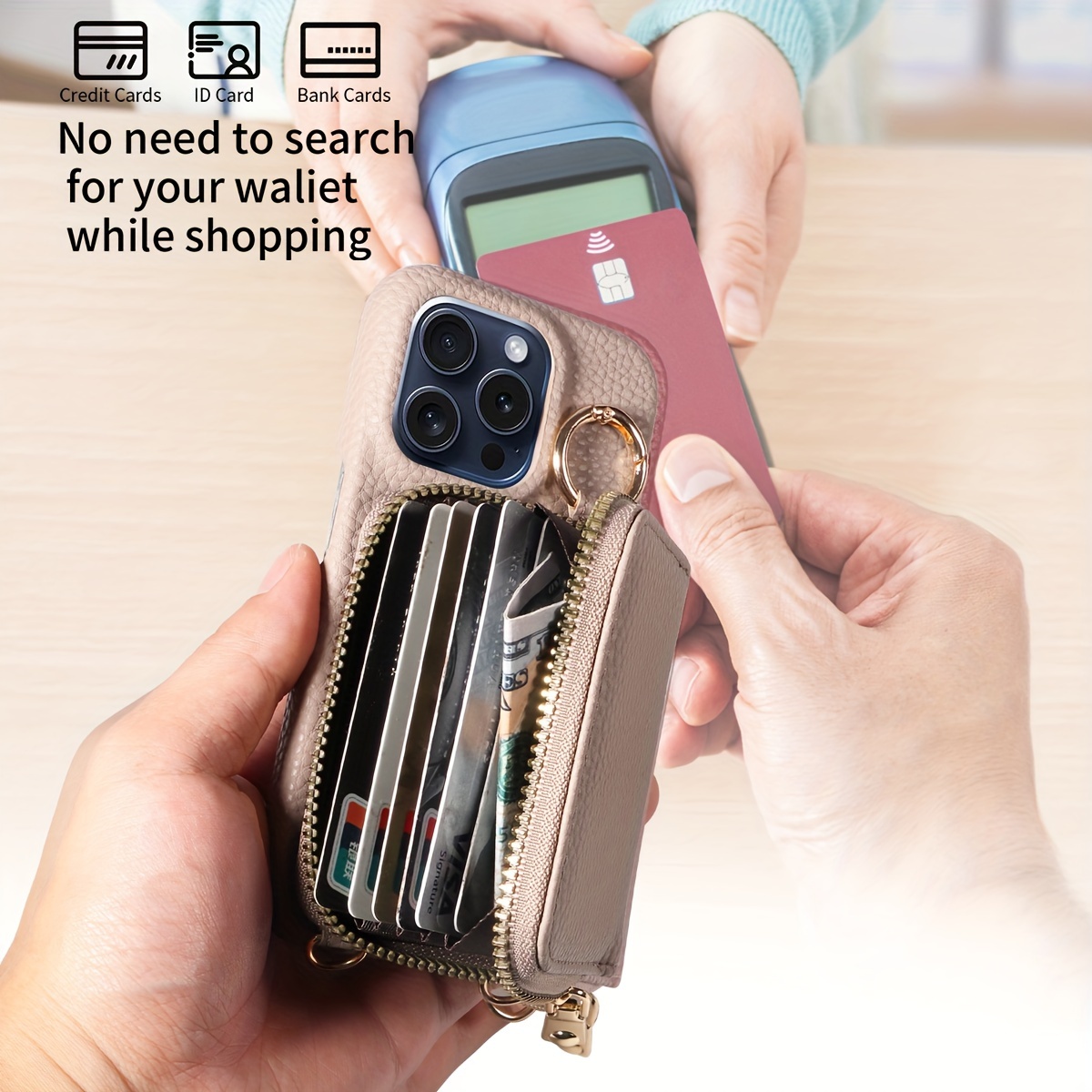 for iphone16 mobile phone case with crossbody strap zipper coin