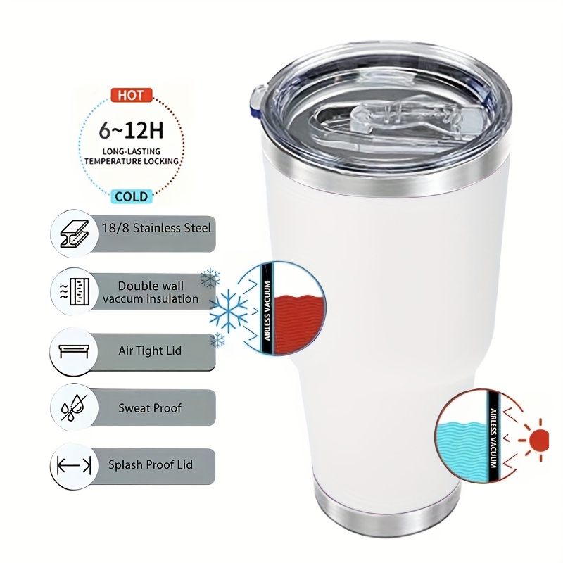 20/30 OZ Stainless Steel Travel Mug Double Wall Vacuum Insulation Water  Coffee Cup Insulated Tumbler with Lid Outdoor Coffee Mug
