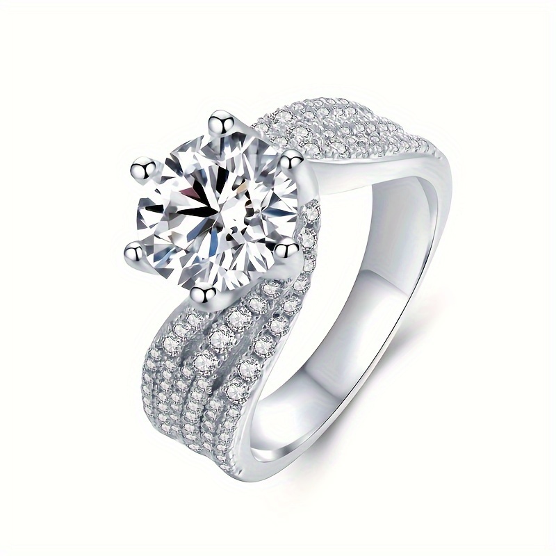 Five layer 925 Sterling Silver Silver Inlaid Moissanite Ring - Temu ...