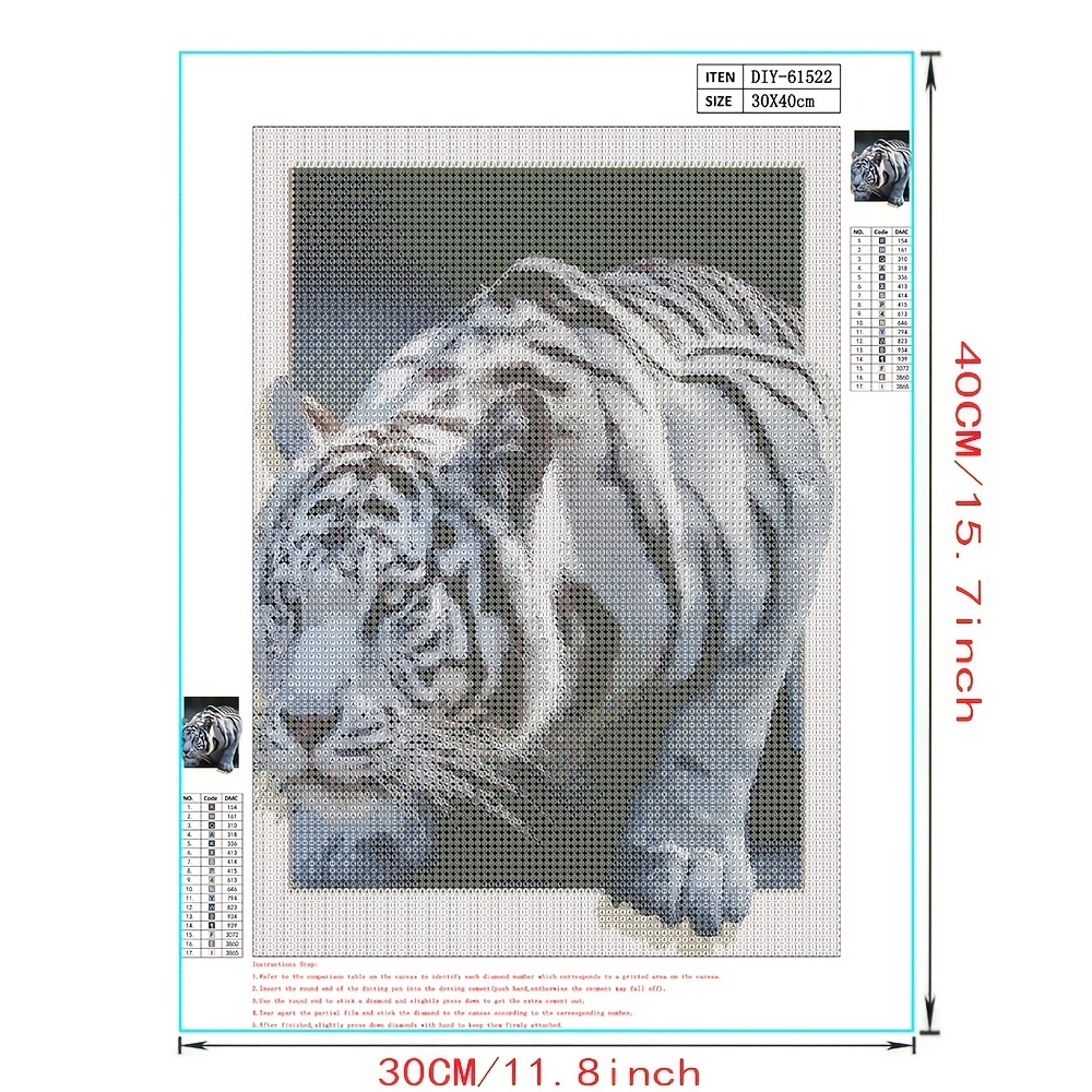 Create Your Own Unique Home Decor: 1pc DIY Diamond Painting of a White Tiger