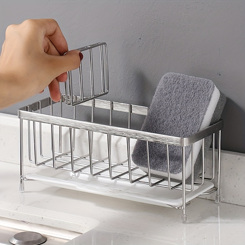 Sink Sponge Rack, Hand Sanitizer Bottle Storage Basket, Soap Sponge Drain  Rack, Countertop Multifunctional Sink Caddy Organizer, Sink Sponge Holder  With Drying Tray, Bathroom Accessories - Temu