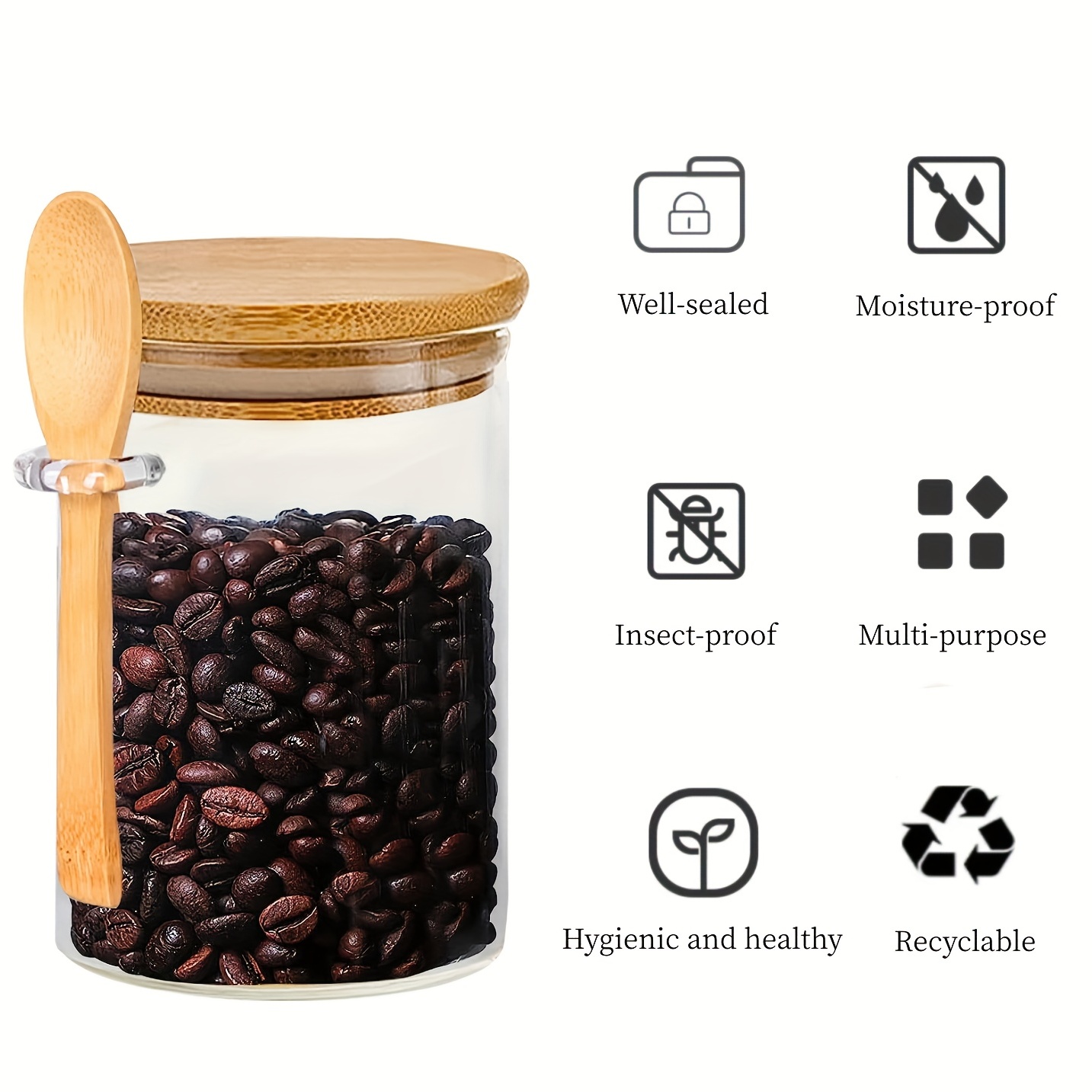 Mini Clear Glass Spice Jar Container Set with Airtight Lids Spoon