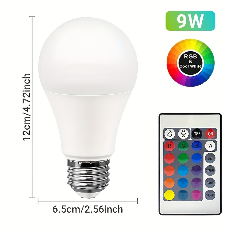 Bombilla LED inteligente Bluetooth RGB multicolor, E26, E27, B22