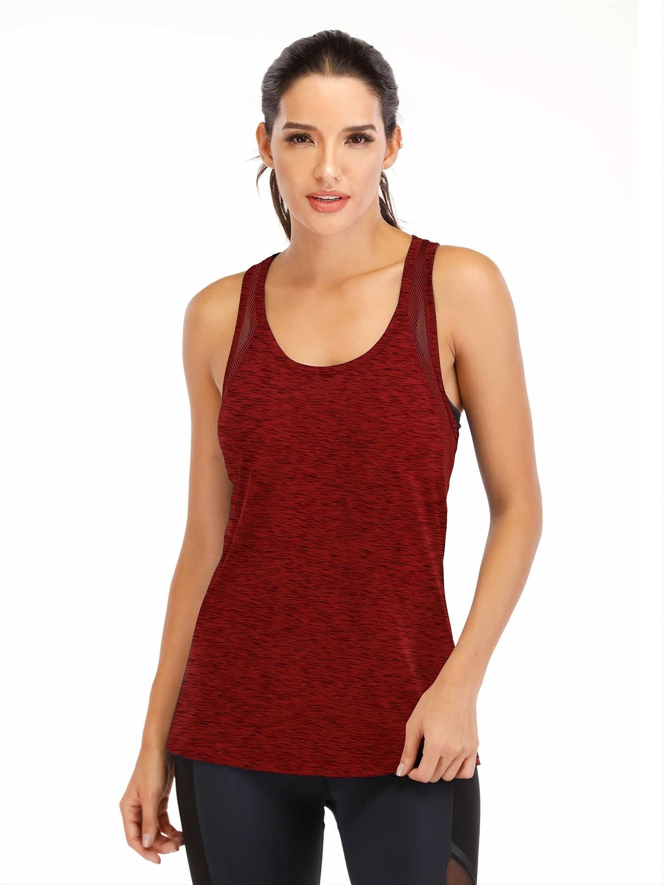 Crew Neck Sleeveless Tank Top Racer Back Mesh T Shirt - Temu