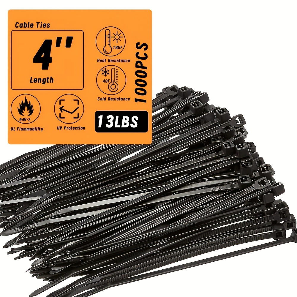 Zip Ties 8 inch Heavy Duty Zip Ties with 120 Pounds Tensile Strength, Black  Cable Ties for Multi-Purpose Use, Self-Locking UV Resistant Nylon, 100 Pcs