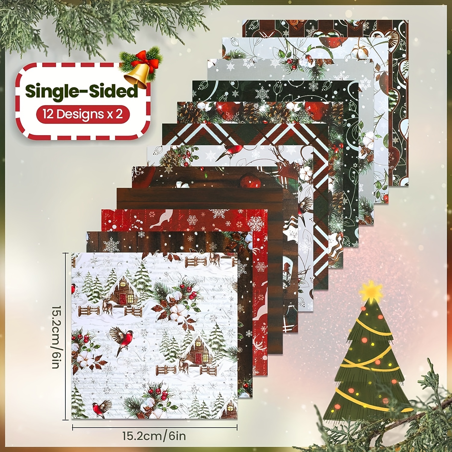 Christmas Classic Pattern Paper Set Decorative Craft Paper - Temu