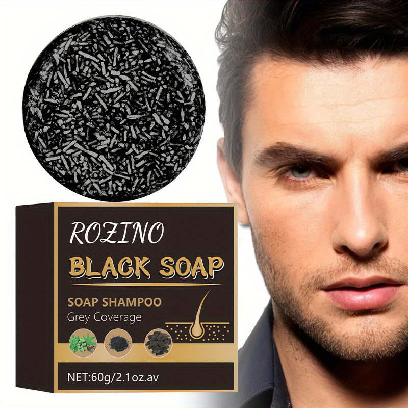

60g Men's Black Shampoo Soap, Contains Black Sesame Extract, Makes Hair Look Thicker, Refreshing And Smooth, Moisturizes Hair, Suitable For All Hair Types
