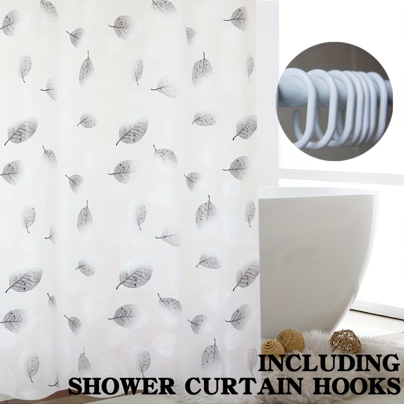 1pc Green Leaf Pattern Shower Curtain Peva Plastic Printing - Temu Canada