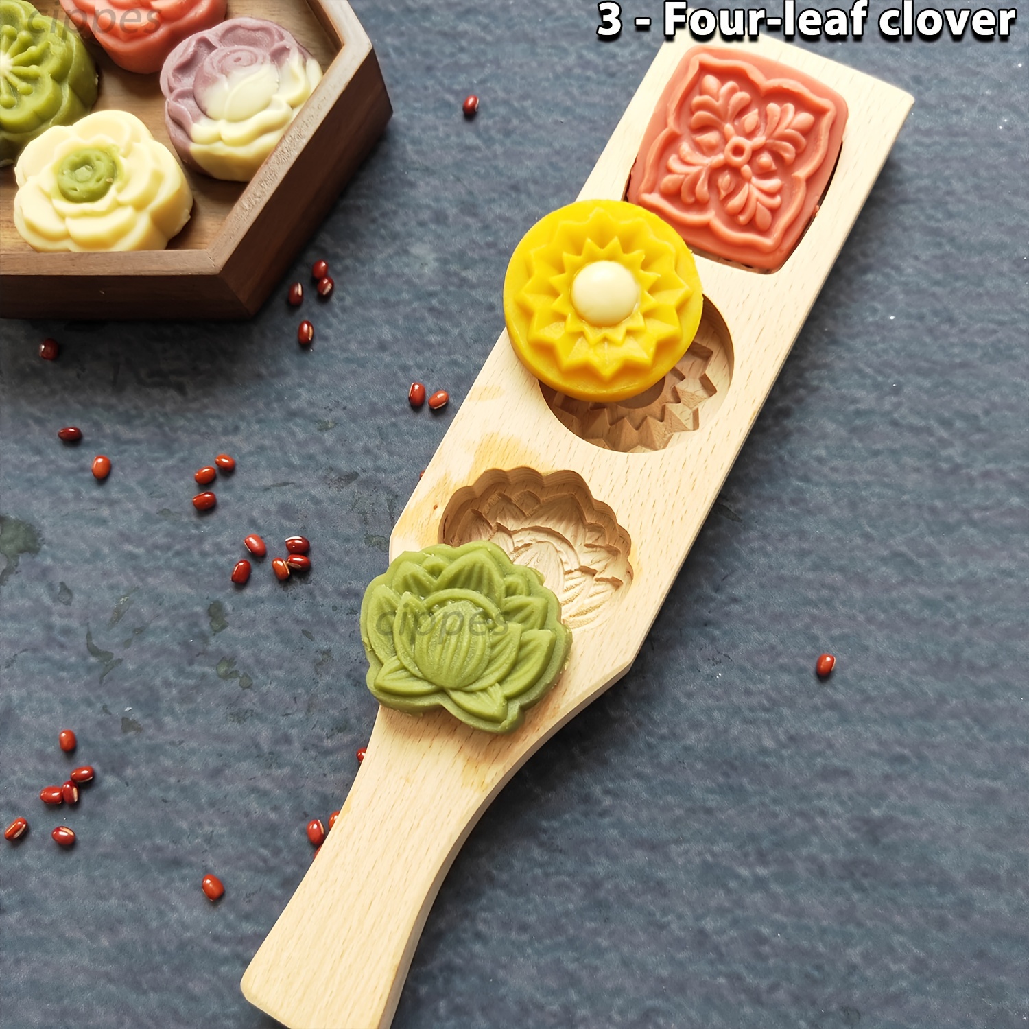 Wooden Moon Cake Wooden Baking Mold Cookie Stamps MoonCake Mold Moon Cake  Mold 3 Flower Shape for Muffin Mooncake Cookie Biscuit