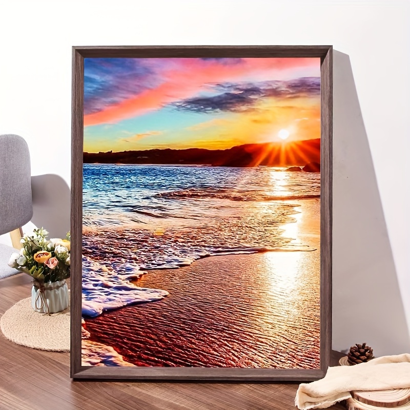 Beach Sunset Sunset Scenery Full Diamond Painting Kit 5d - Temu