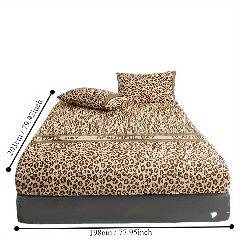 Leopard Print Fitted Sheet Soft Comfortable Bedding Mattress - Temu ...