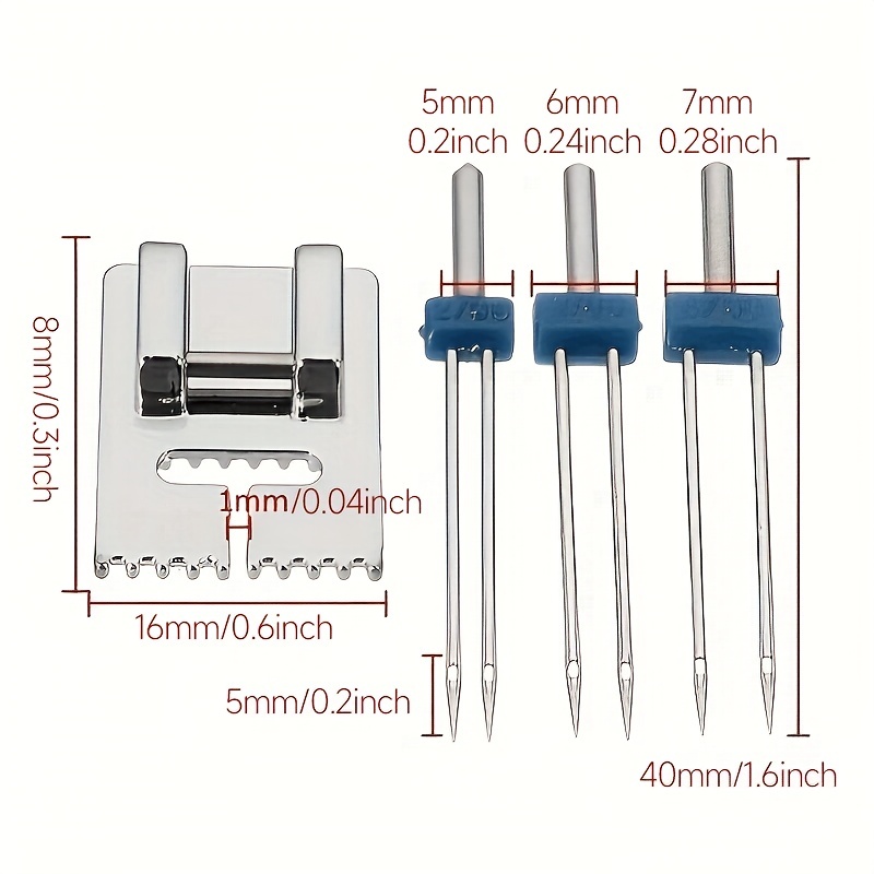 Twin Needles Size And Wrinkled 9 Grooves Sewing Presser Feet - Temu