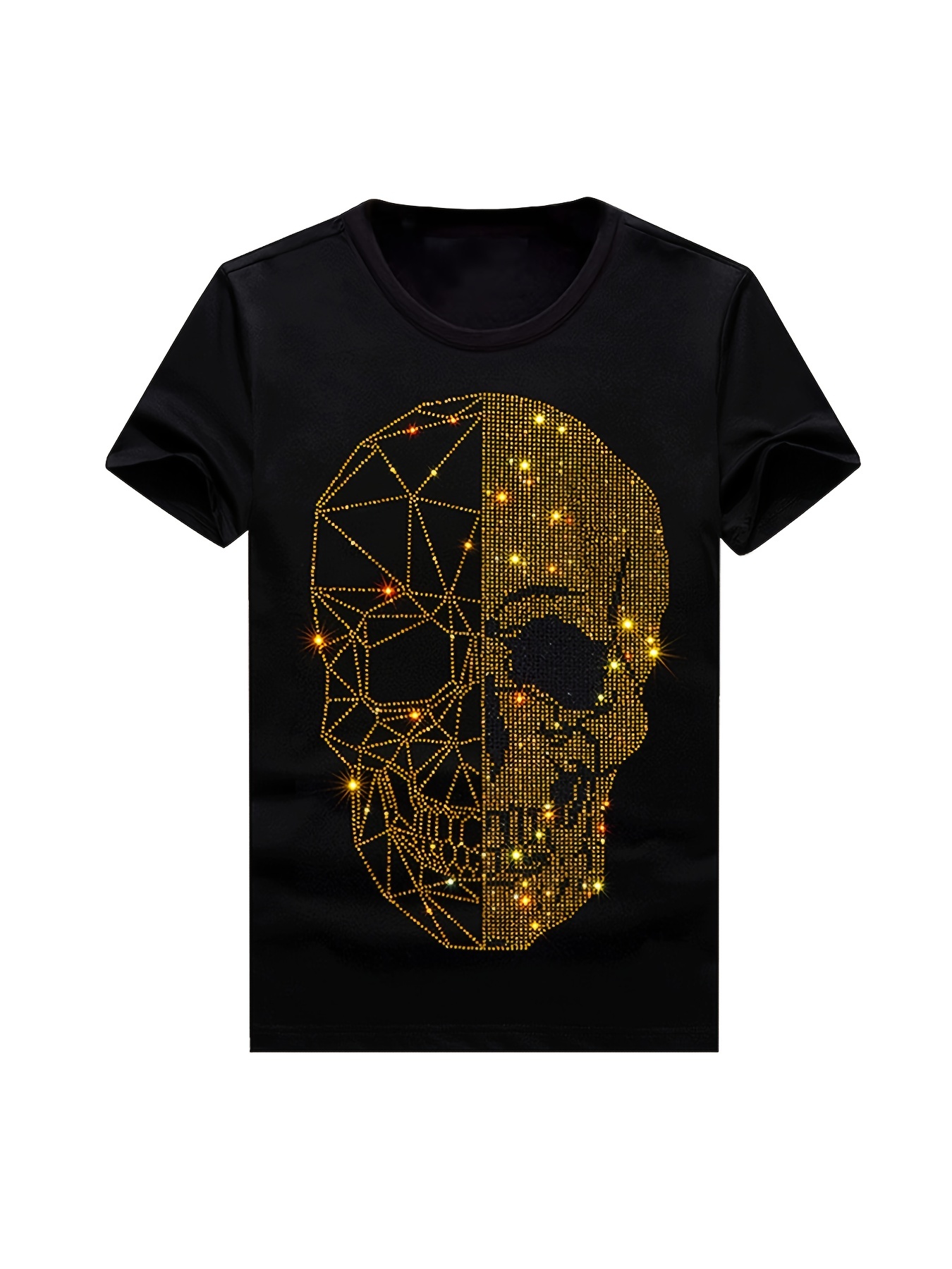 Men's Oversized Rhinestone Skull T-shirt